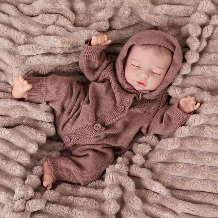 20-Inch Reborn Doll-wool sweater-Brown Wool Knit Sweater