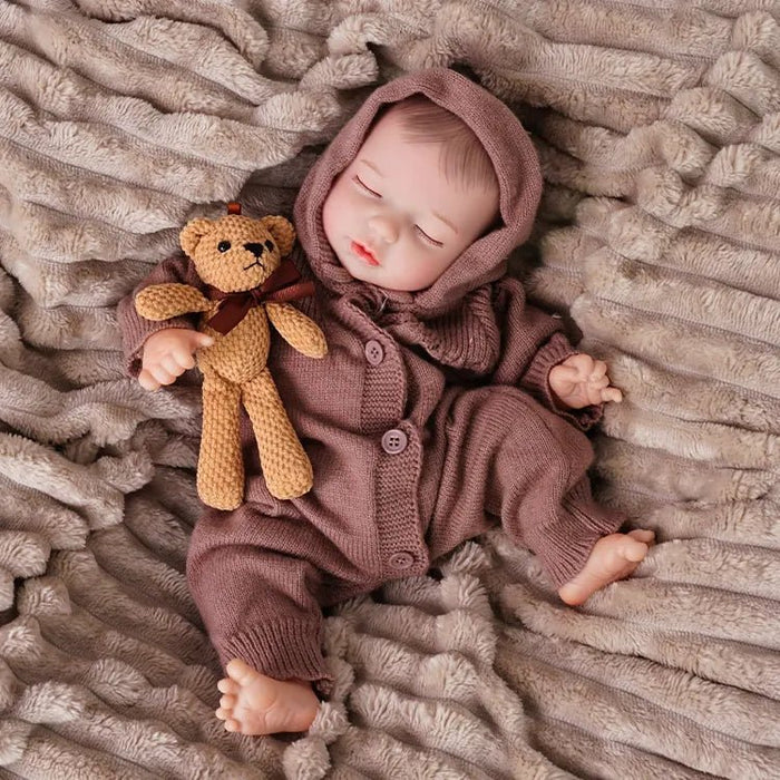 20-Inch Reborn Doll-wool sweater-Brown Wool Knit Sweater