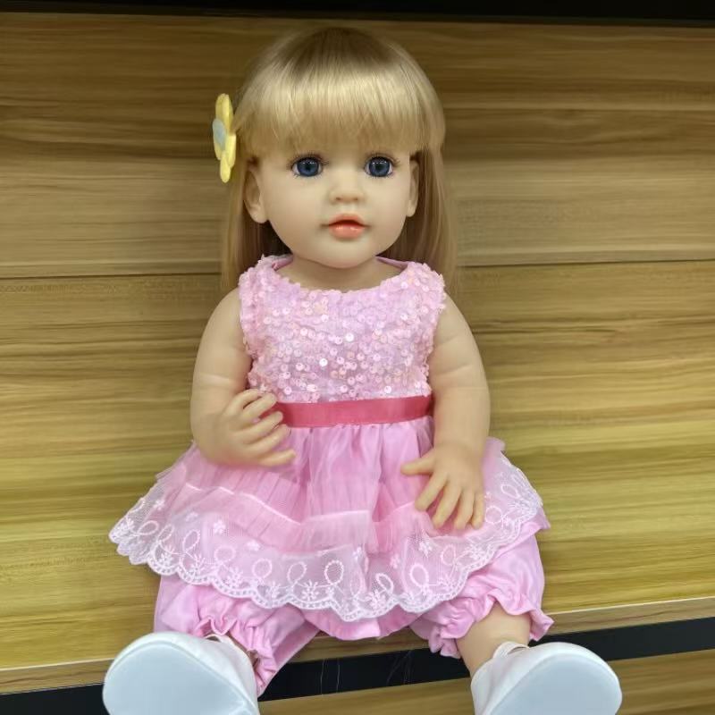 22-Inch High-Realism Reborn Toddler Doll-Pink Iridescent Sequin Dress