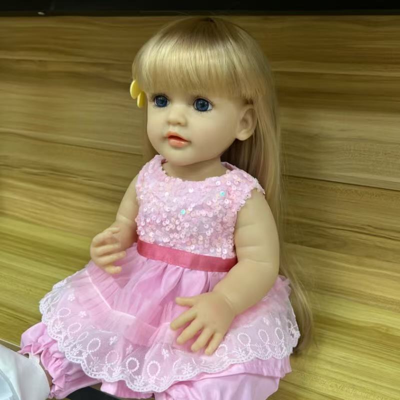 22-Inch High-Realism Reborn Toddler Doll-Pink Iridescent Sequin Dress