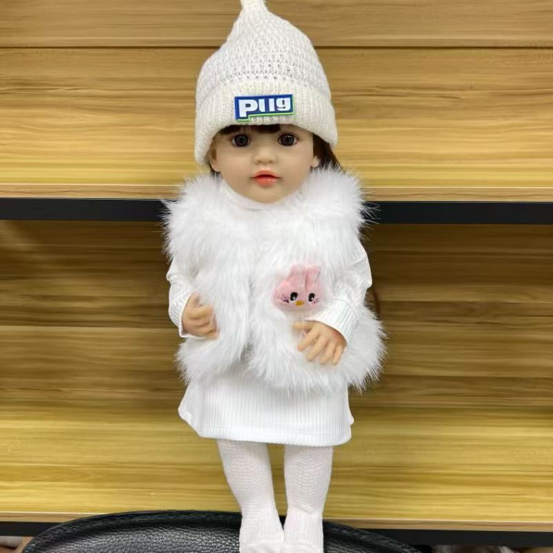 22-Inch High-Realism Reborn Toddler Doll-Luxury Faux Mink Vest Set