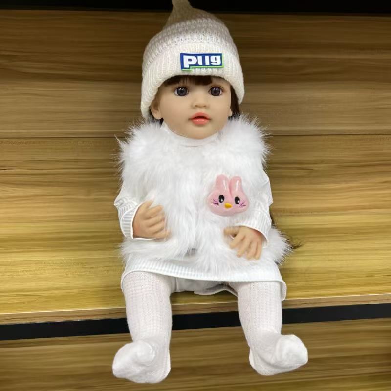 22-Inch High-Realism Reborn Toddler Doll-Luxury Faux Mink Vest Set