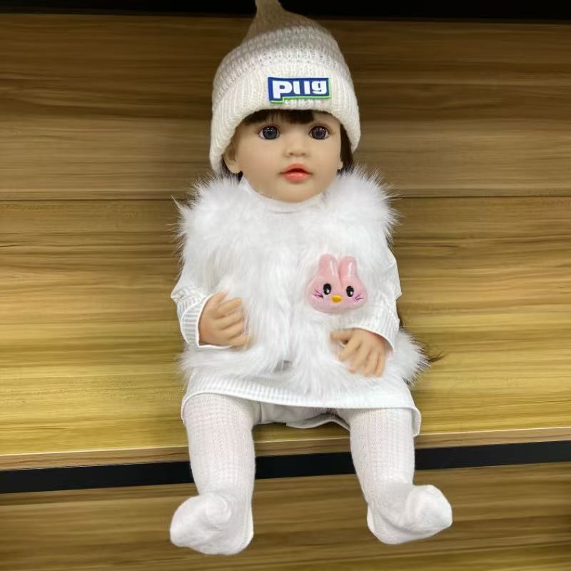 22-Inch High-Realism Reborn Toddler Doll-Luxury Faux Mink Vest Set