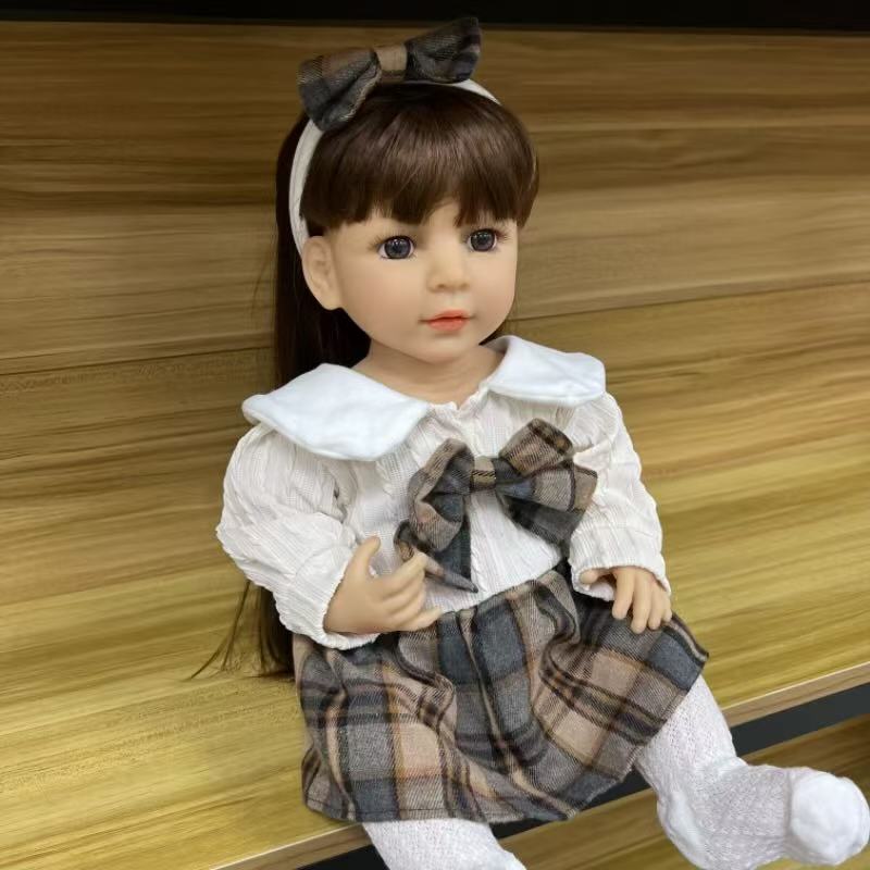 22-Inch High-Realism Reborn Toddler Doll-Tartan Dress