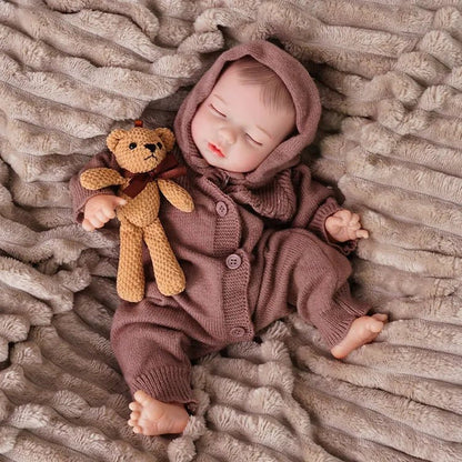 20-Inch Reborn Doll-wool sweater-Brown Wool Knit Sweater