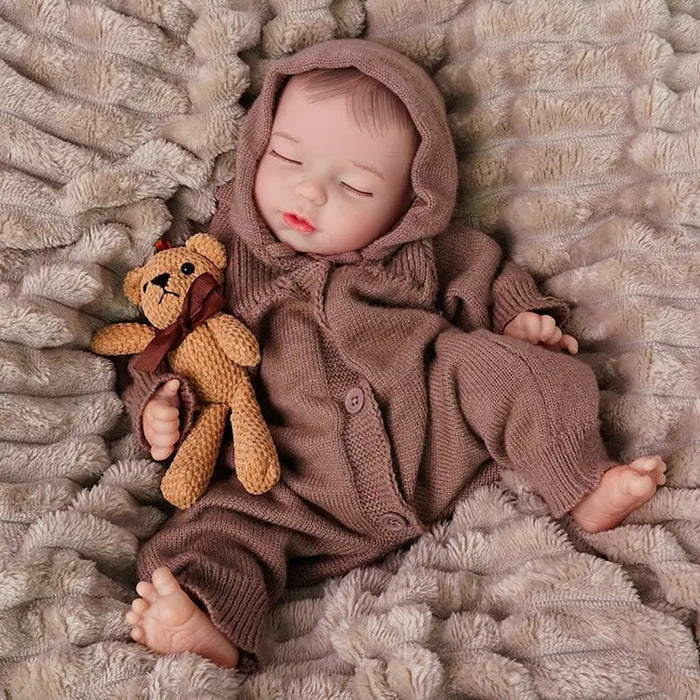 20-Inch Reborn Doll-wool sweater-Brown Wool Knit Sweater