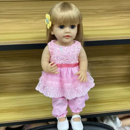 22-Inch High-Realism Reborn Toddler Doll-Pink Iridescent Sequin Dress