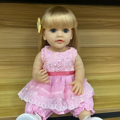22-Inch High-Realism Reborn Toddler Doll-Pink Iridescent Sequin Dress