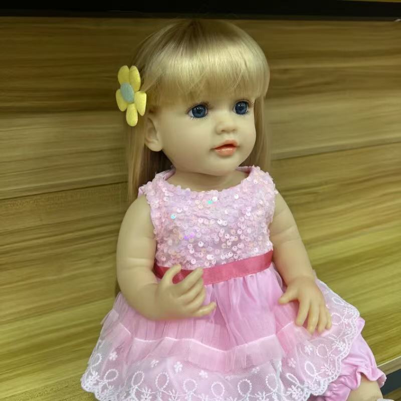 22-Inch High-Realism Reborn Toddler Doll-Pink Iridescent Sequin Dress