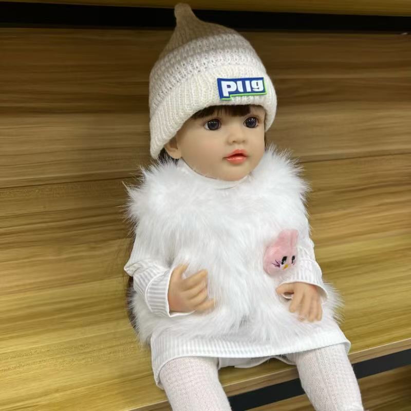 22-Inch High-Realism Reborn Toddler Doll-Luxury Faux Mink Vest Set