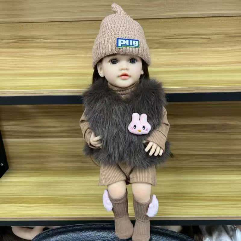 22-Inch High-Realism Reborn Toddler Doll-Luxury Faux Mink Vest Set