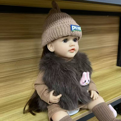 22-Inch High-Realism Reborn Toddler Doll-Luxury Faux Mink Vest Set