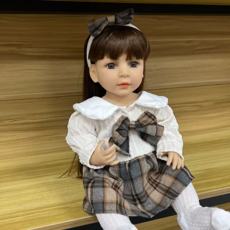 22-Inch High-Realism Reborn Toddler Doll-Tartan Dress