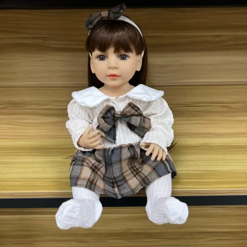 22-Inch High-Realism Reborn Toddler Doll-Tartan Dress